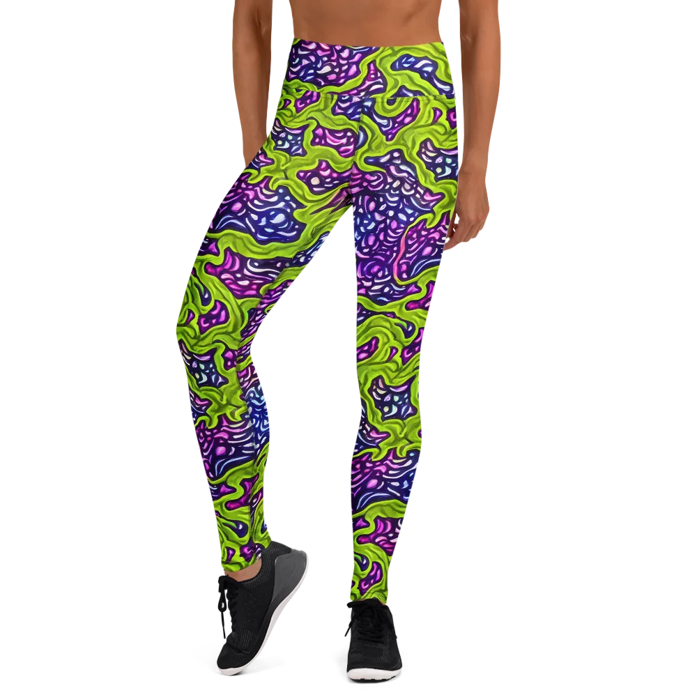 Ultraviolet Swell on Yoga Leggings — Front