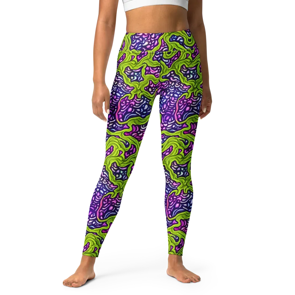 Ultraviolet Swell on Yoga Leggings — Front