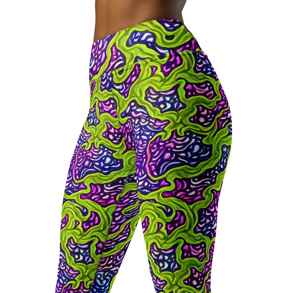 Ultraviolet Swell on Yoga Leggings — Left Front