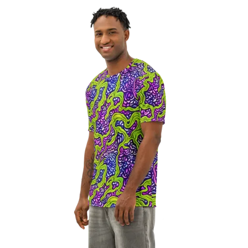 Ultraviolet Swell on a Men's Cotton Crew Neck T-Shirt