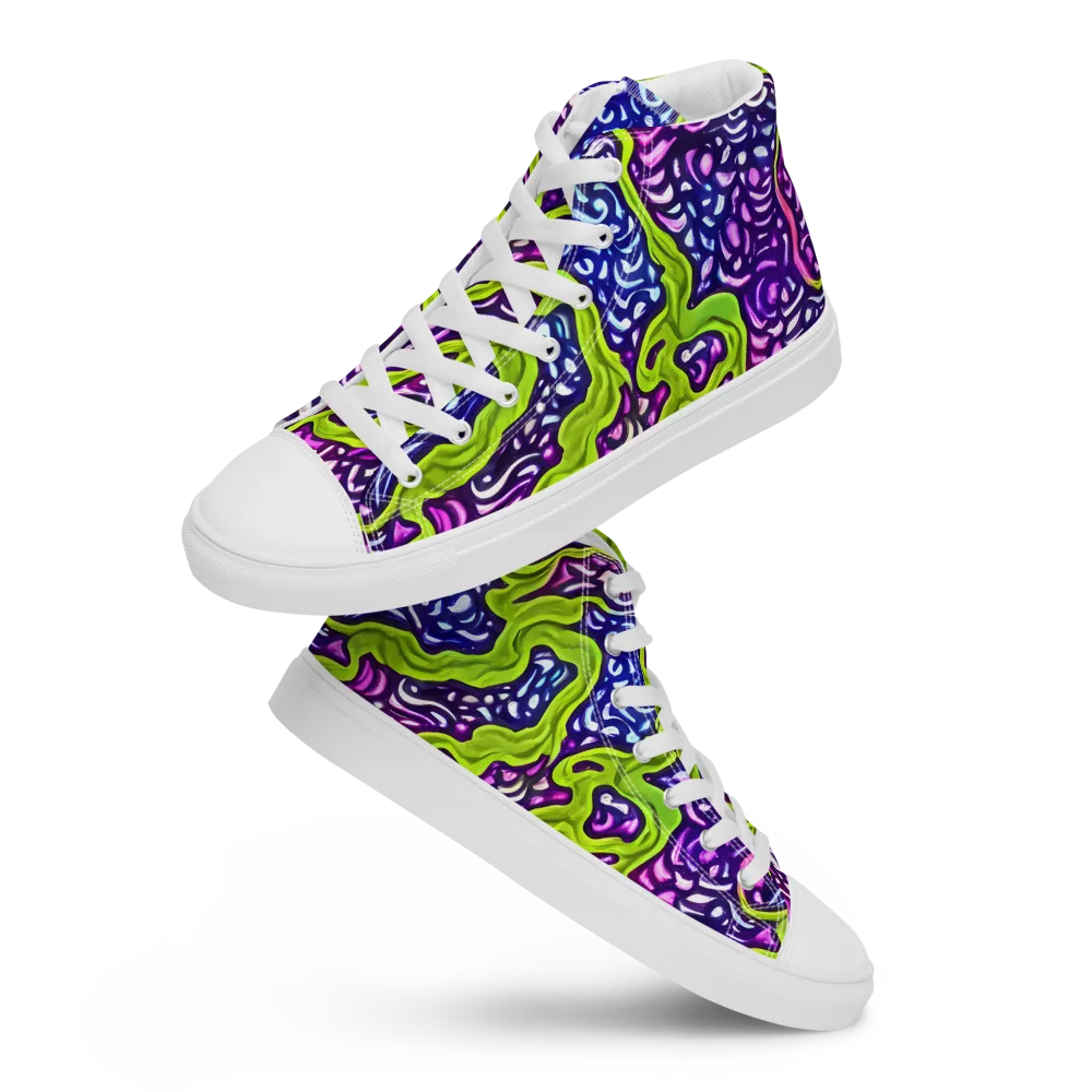 Ultraviolet Swell on Men's High Top Canvas Shoes — Front