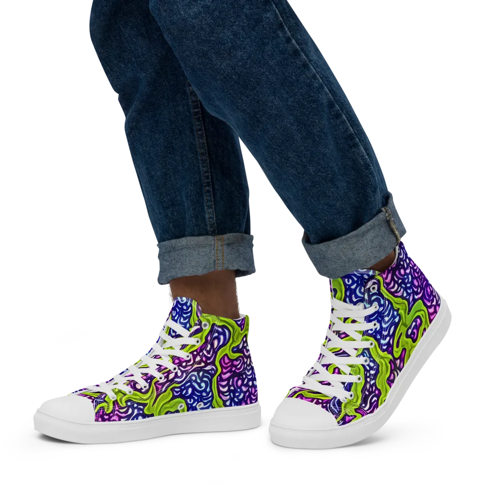 Ultraviolet Swell on Men's High Top Canvas Shoes — Left