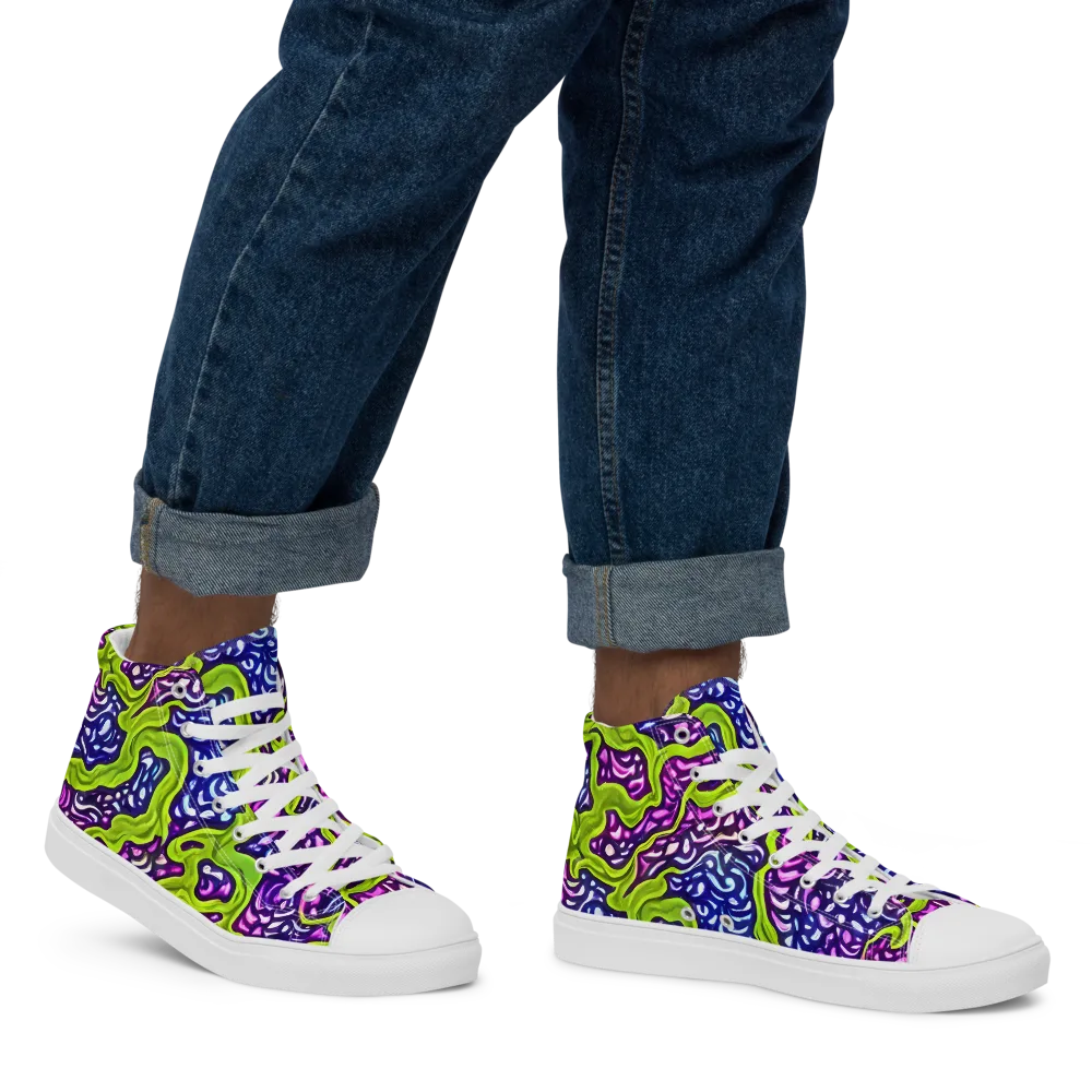 Ultraviolet Swell on Men's High Top Canvas Shoes — Right
