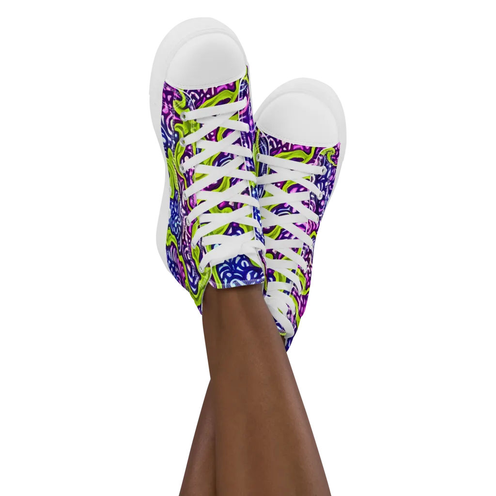 Ultraviolet Swell on Women's High Top Canvas Shoes — Front