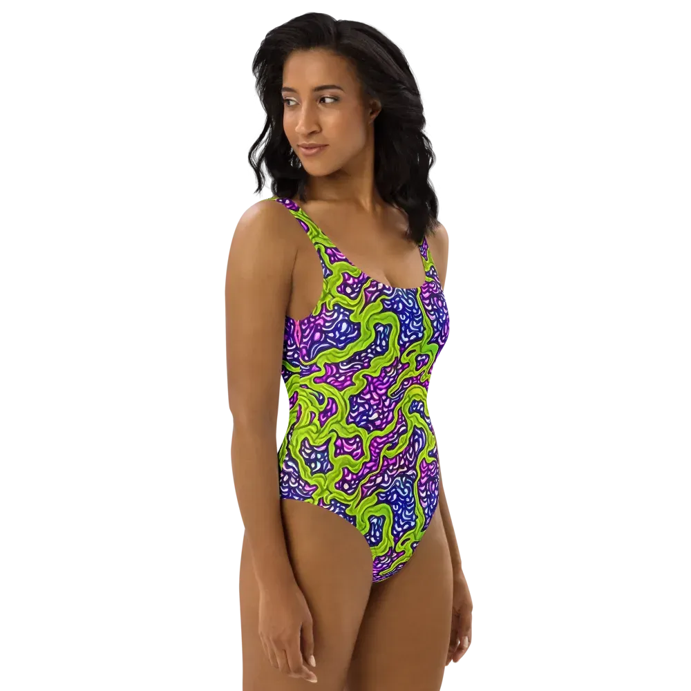 Ultraviolet Swell on One-Piece Swimsuit — Right