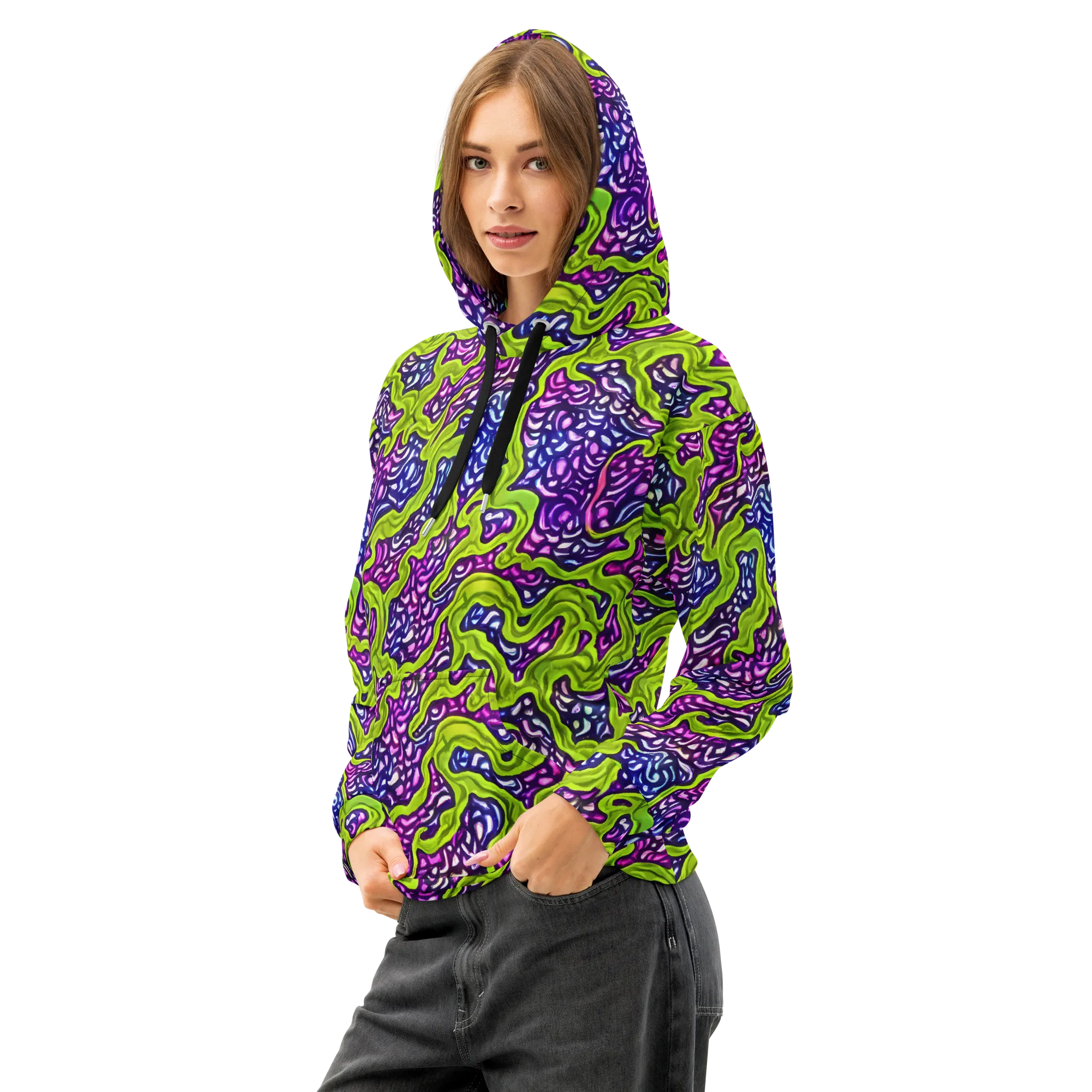 Ultraviolet Swell on Cotton Hoodie — Left Front