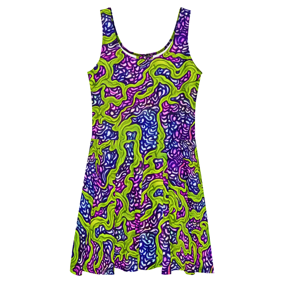 Ultraviolet Swell on Skater Dress — Front