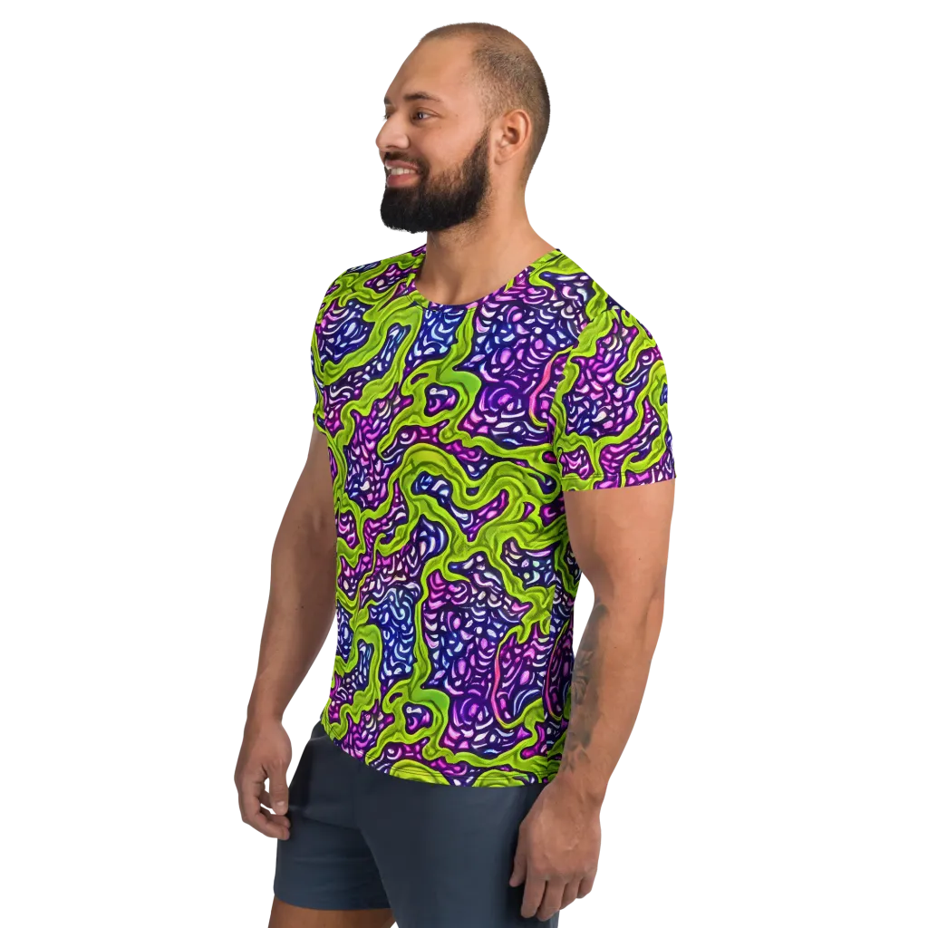 Ultraviolet Swell on Men's Athletic T-Shirt — Left