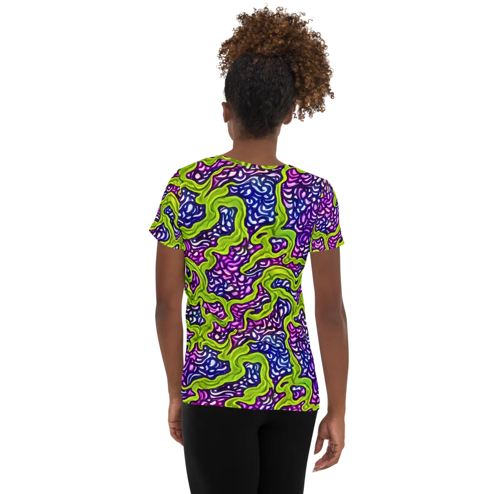 Ultraviolet Swell on Women's Athletic T-Shirt — Back