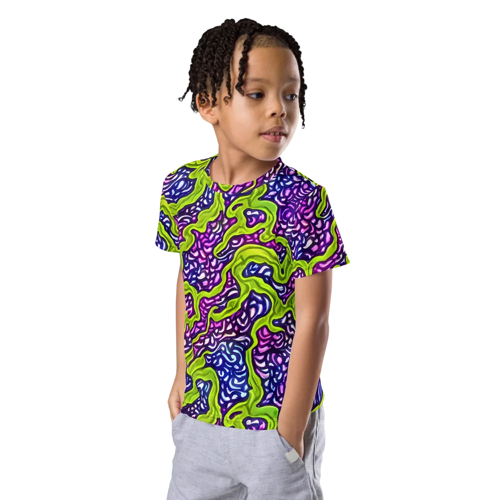 Ultraviolet Swell on Kids Crew Neck T-Shirt — Left Front