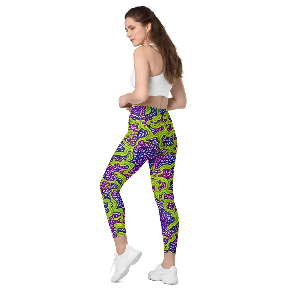 Ultraviolet Swell on Leggings with Pockets — Left Back