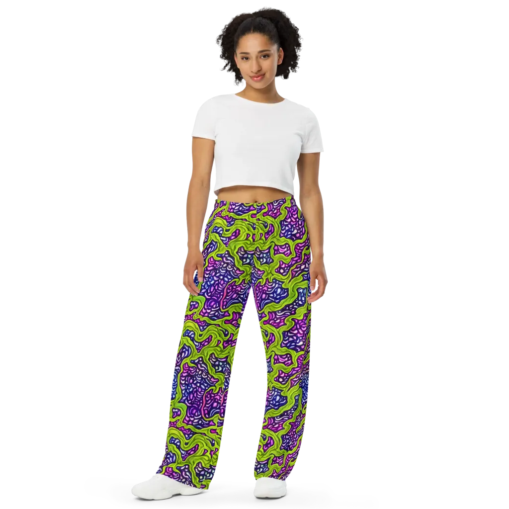 Ultraviolet Swell on Wide-Leg Pants — Front