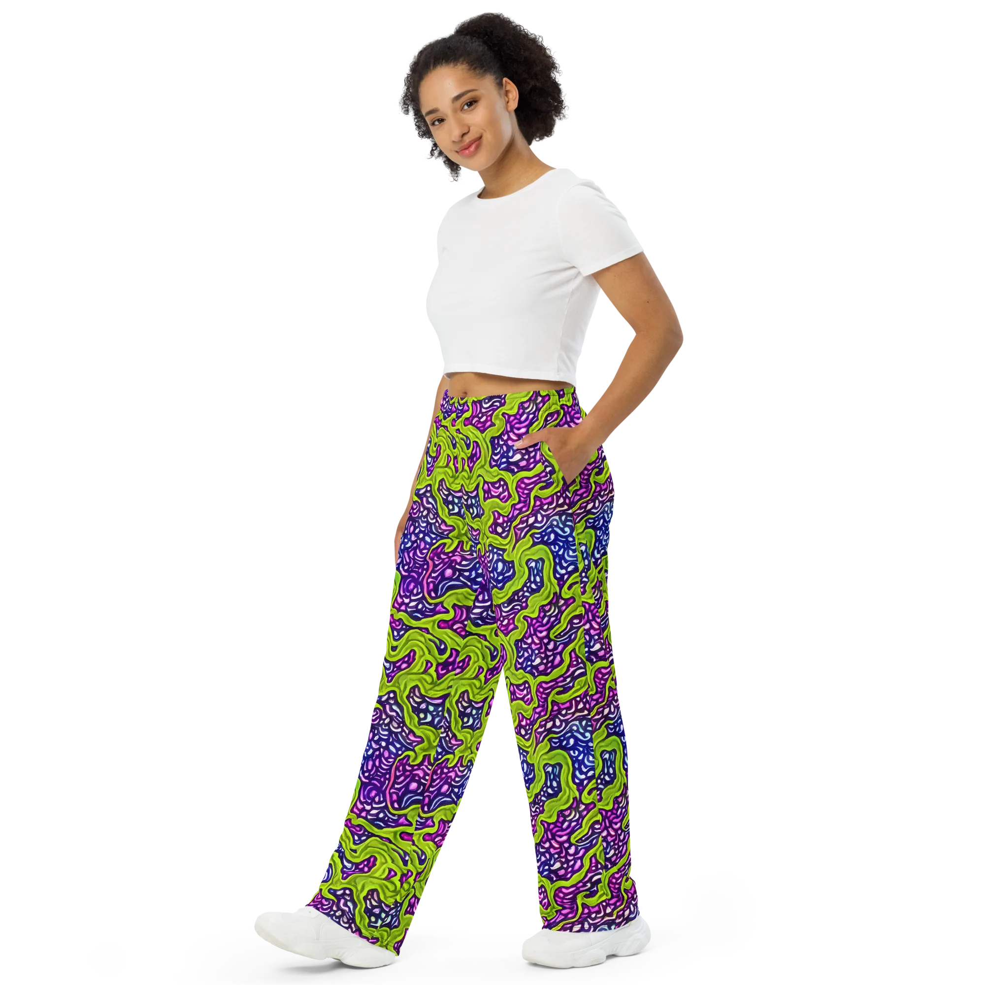 Ultraviolet Swell on Wide-Leg Pants — Left Front