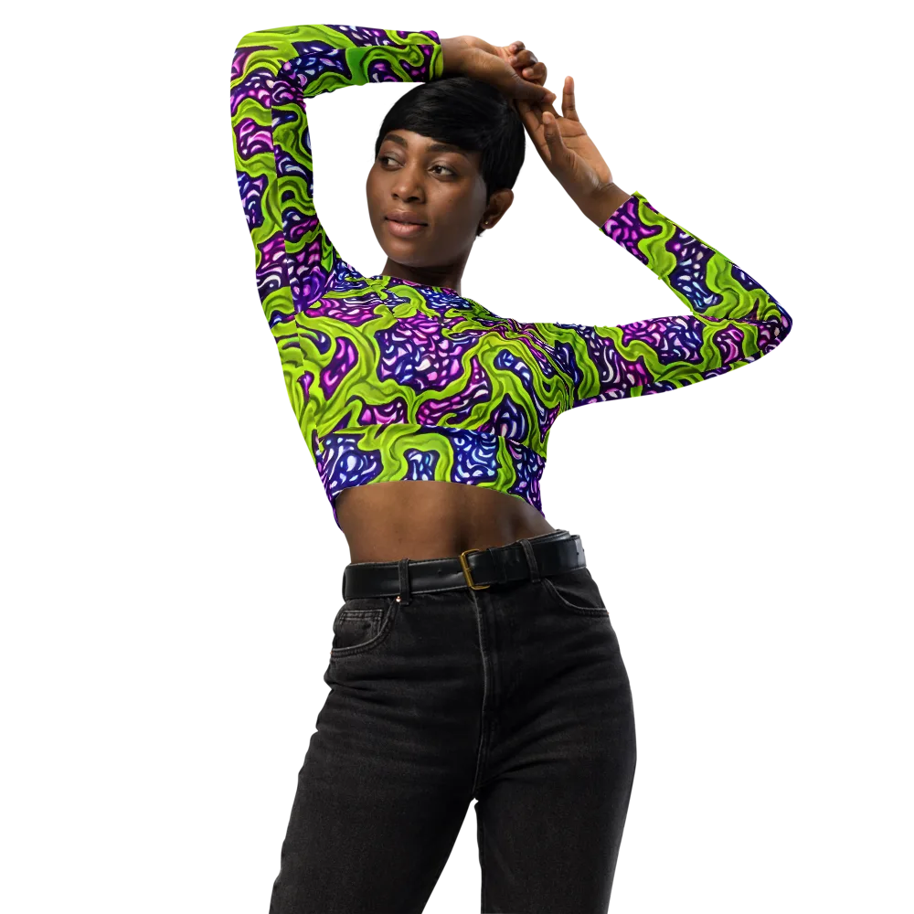 Ultraviolet Swell on Long Sleeve Crop Top — Front