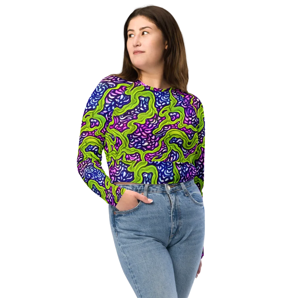 Ultraviolet Swell on Long Sleeve Crop Top — Front