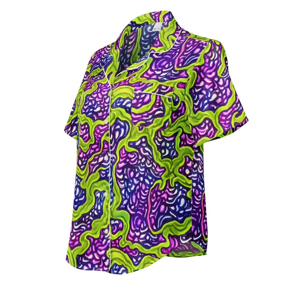 Ultraviolet Swell on Women's Short Sleeve Pajama Top — Left Front