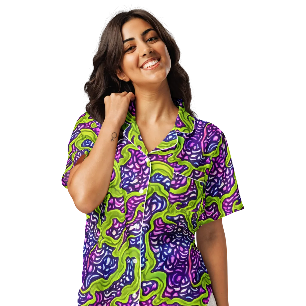 Ultraviolet Swell on Women's Short Sleeve Pajama Top — Front