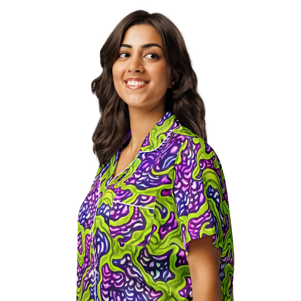 Ultraviolet Swell on Women's Short Sleeve Pajama Top — Left Front