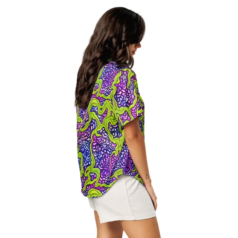 Ultraviolet Swell on Women's Short Sleeve Pajama Top — Right Back