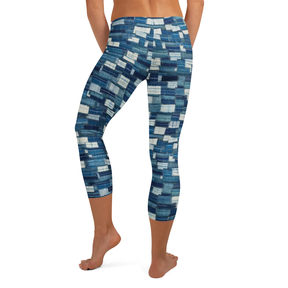Indigo Patchwork on Capri Leggings — Back