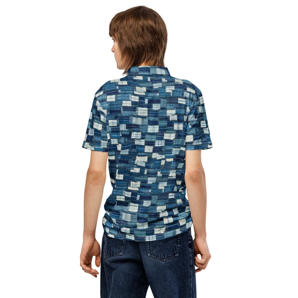 Indigo Patchwork on Men's Slim Fit Polo Shirt — Back