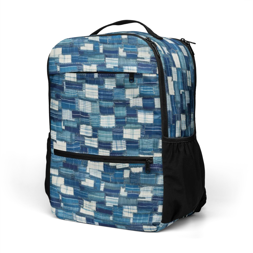 Indigo Patchwork on Utility Backpack — Left Front