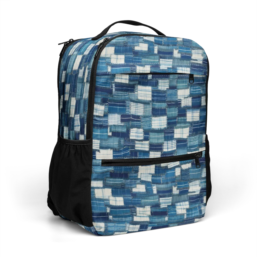 Indigo Patchwork on Utility Backpack — Right Front
