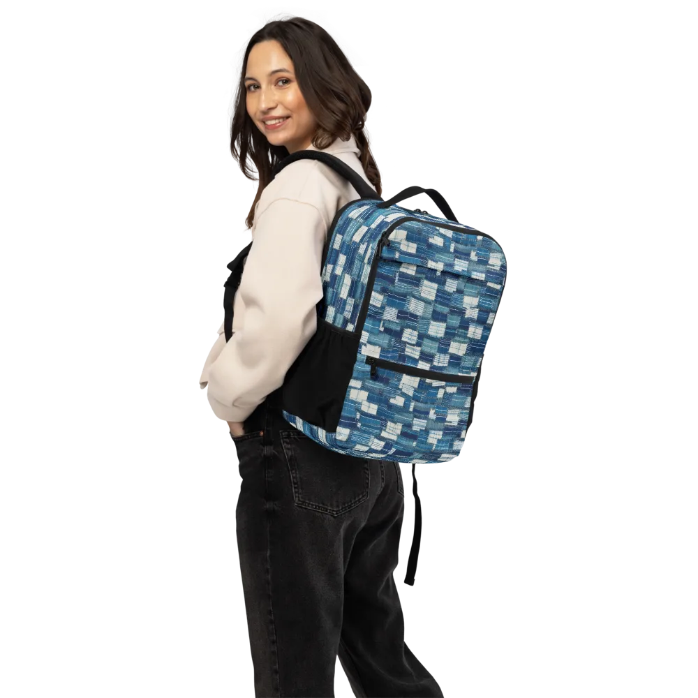 Indigo Patchwork on Utility Backpack — Back