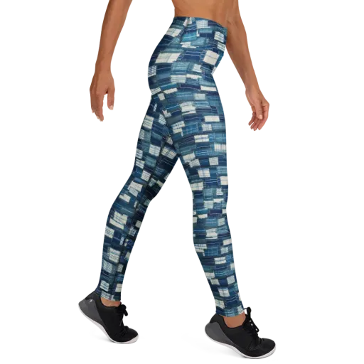 Indigo Patchwork on a Yoga Leggings