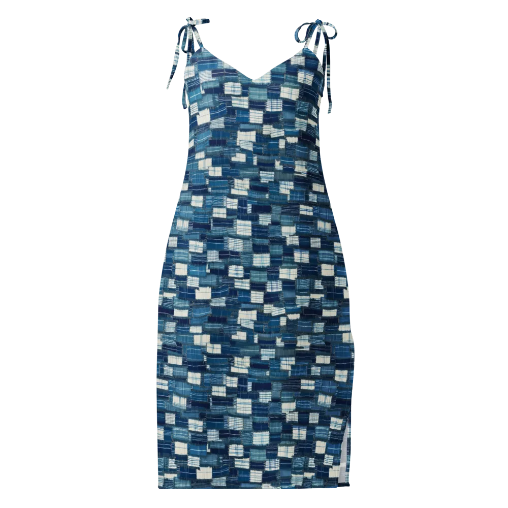 Indigo Patchwork on Slip Dress — Front