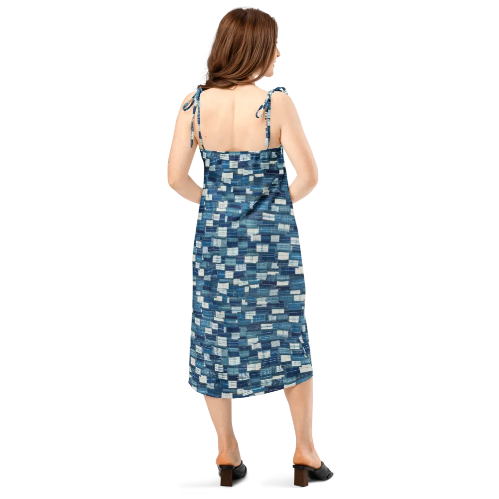 Indigo Patchwork on Slip Dress — Back