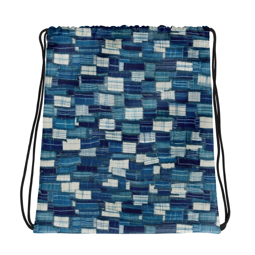 Indigo Patchwork on Drawstring Bag — Photo