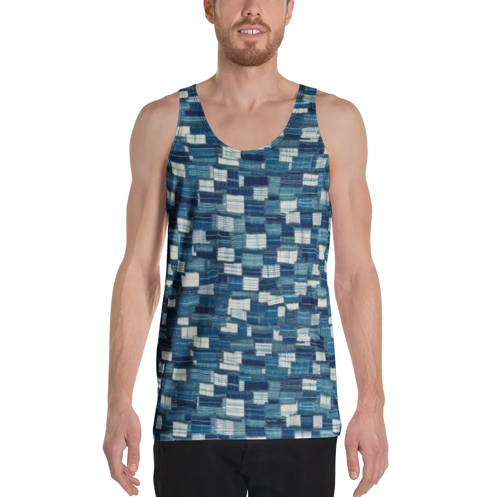 Indigo Patchwork on Men's Tank Top — Front
