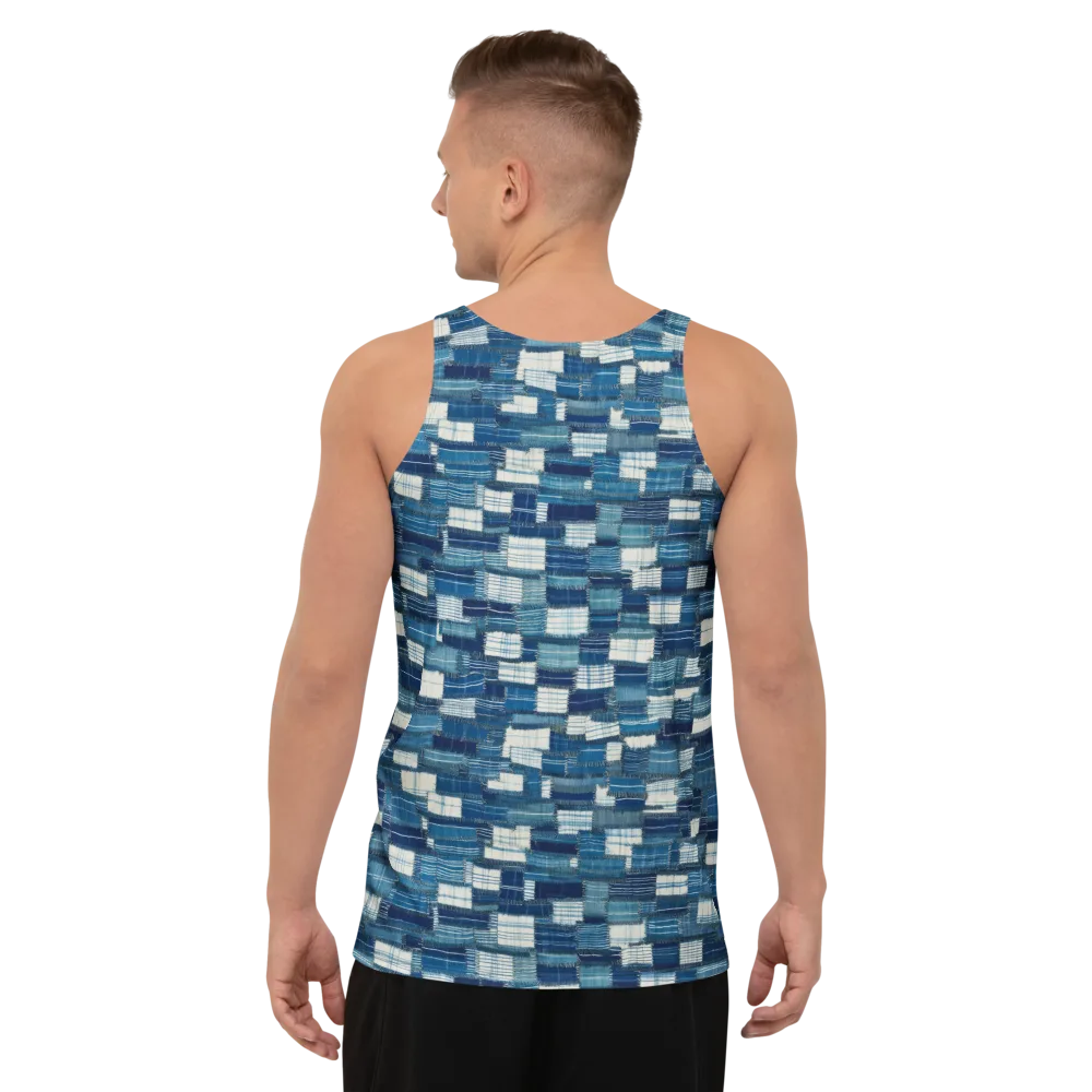 Indigo Patchwork on Men's Tank Top — Back