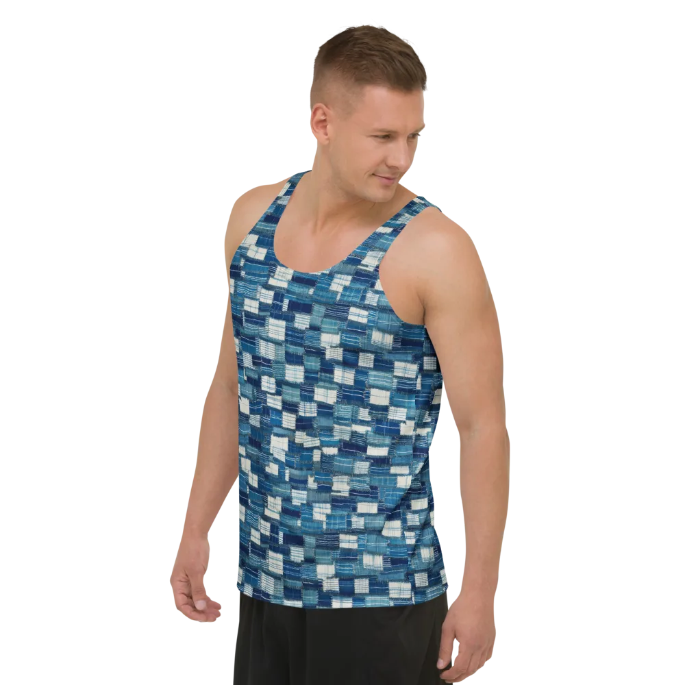 Indigo Patchwork on Men's Tank Top — Left Front