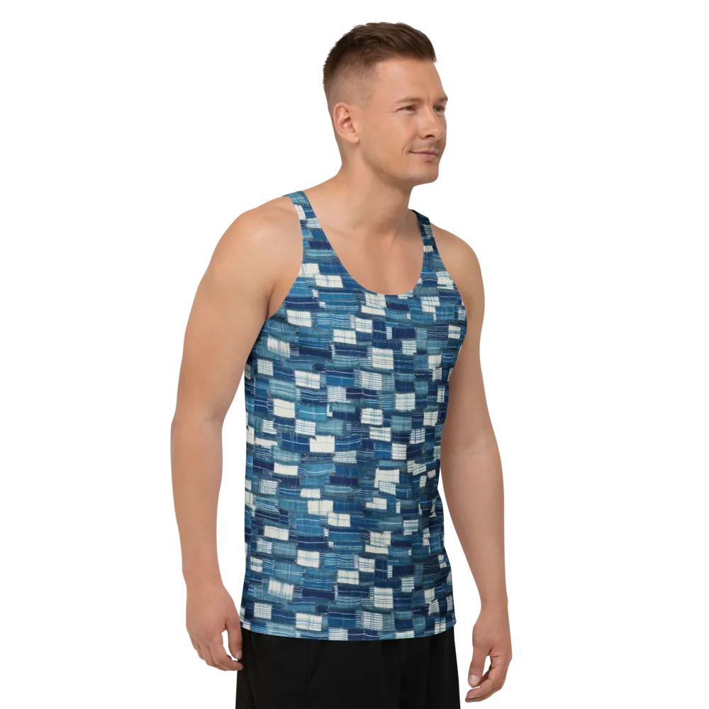 Indigo Patchwork on Men's Tank Top — Right Front