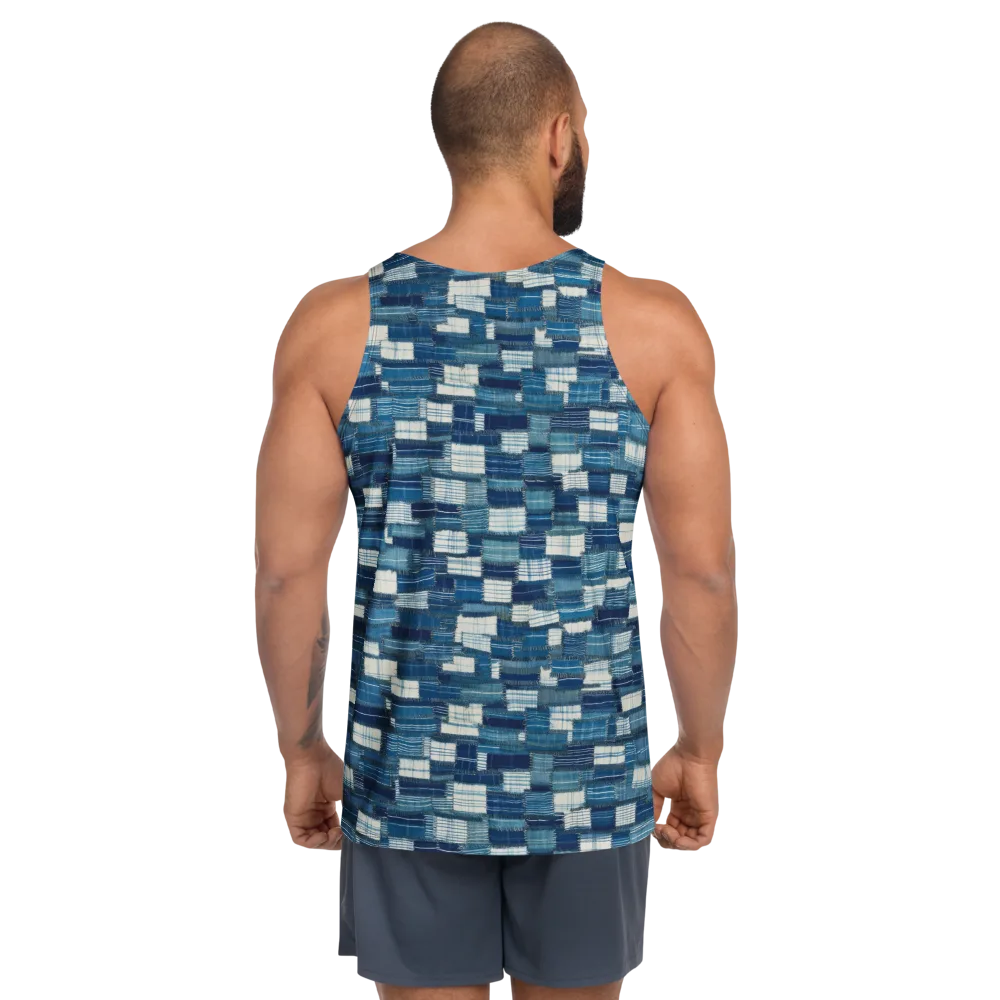 Indigo Patchwork on Men's Tank Top — Back