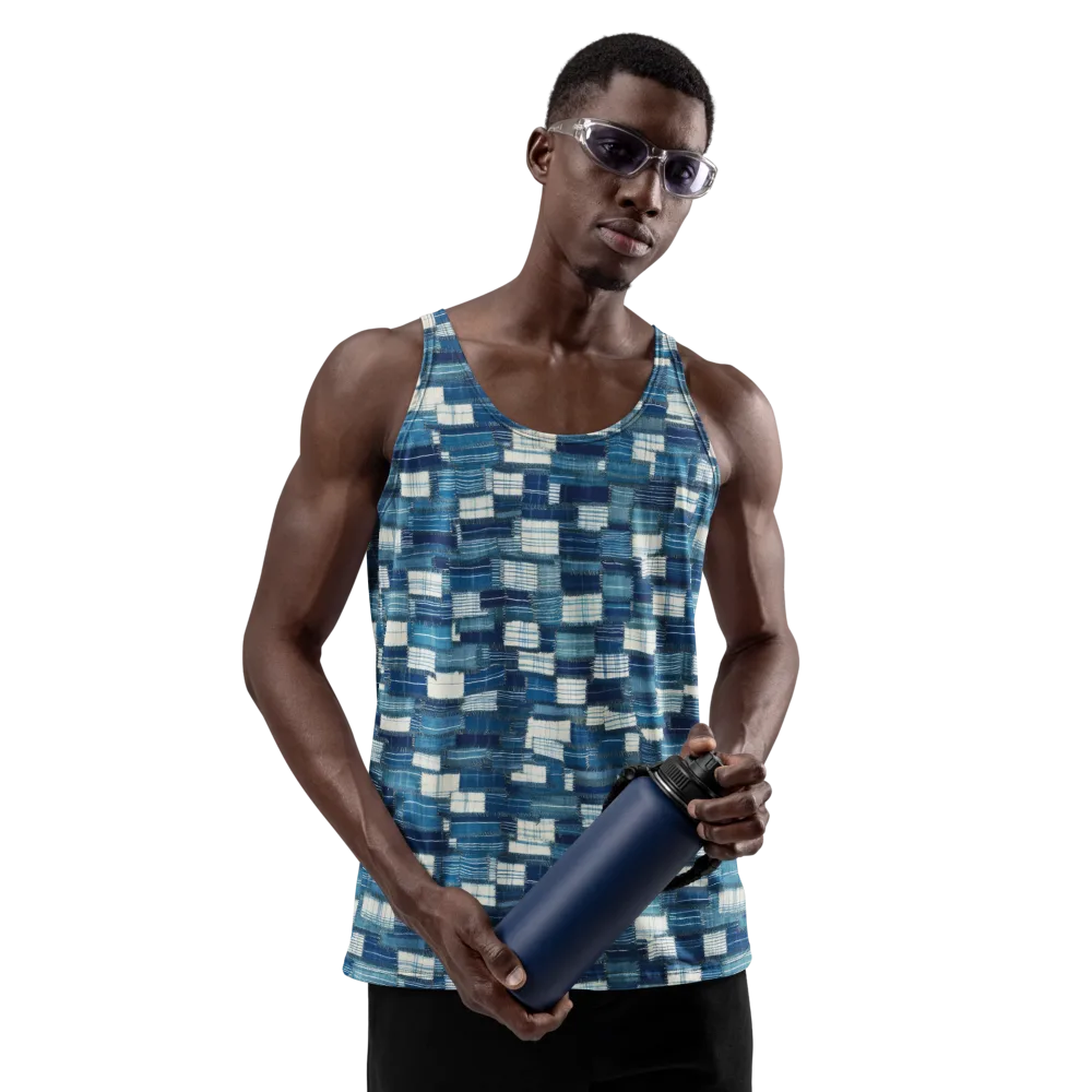 Indigo Patchwork on Men's Tank Top — Front