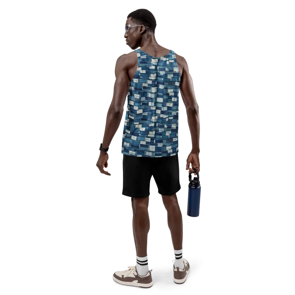 Indigo Patchwork on Men's Tank Top — Back