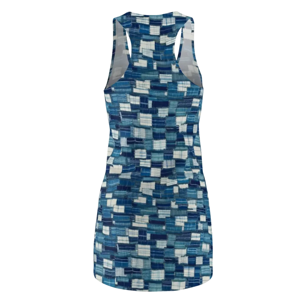 Indigo Patchwork on Racerback Dress — Back