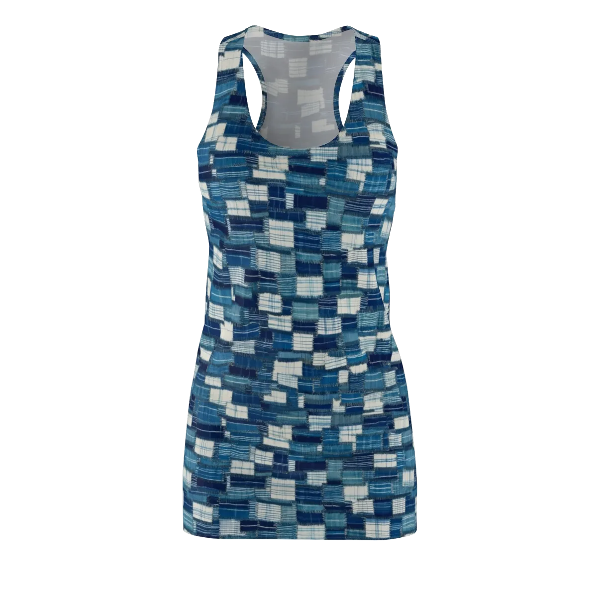 Indigo Patchwork on Racerback Dress — Front