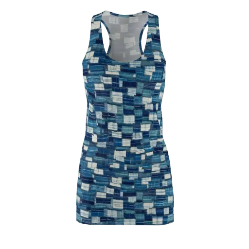 Indigo Patchwork on a Racerback Dress