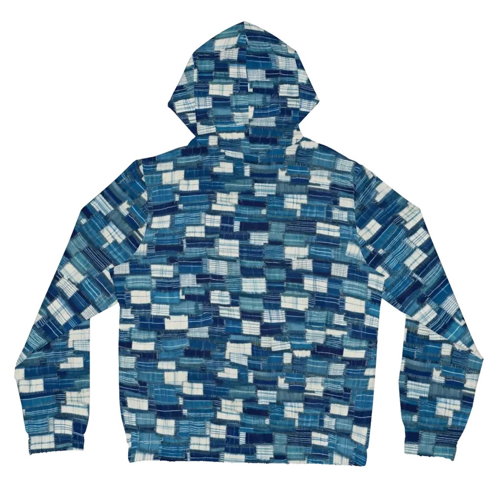 Indigo Patchwork on Women's Full-Zip Hoodie — Back