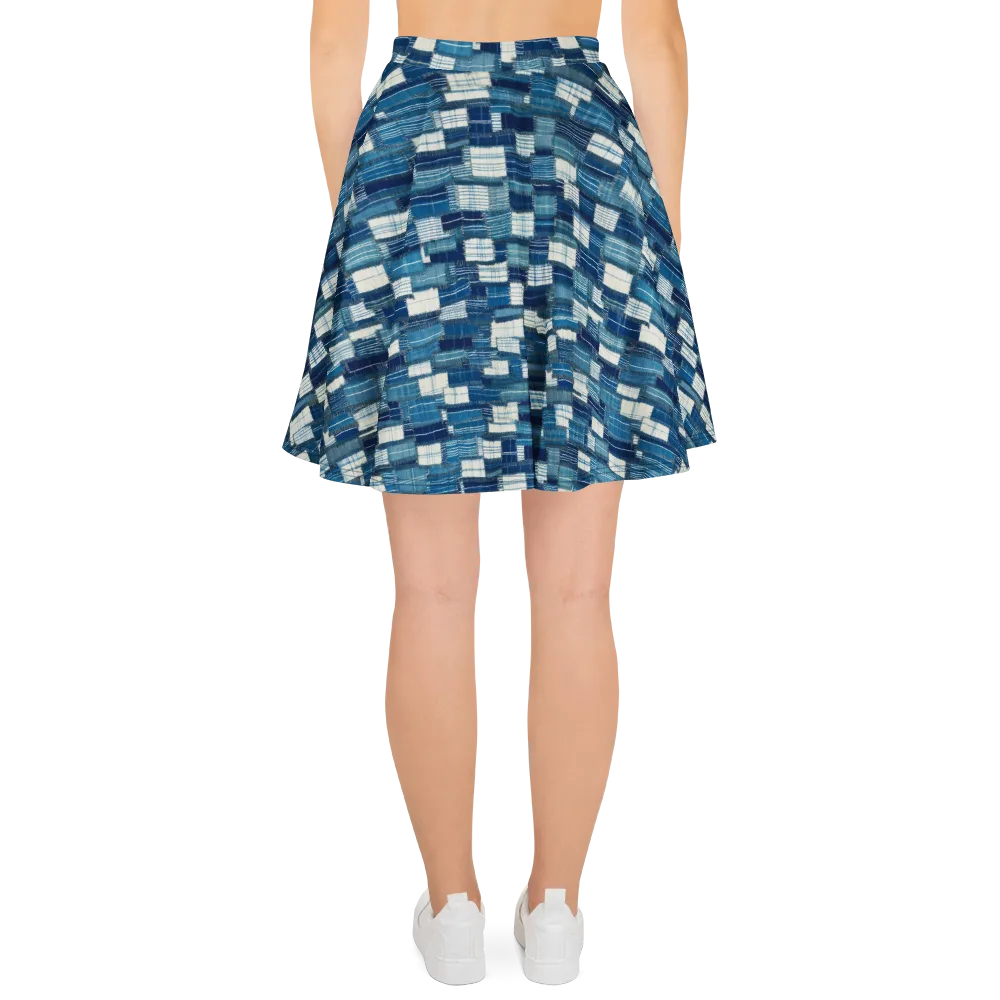 Indigo Patchwork on Skater Skirt — Back