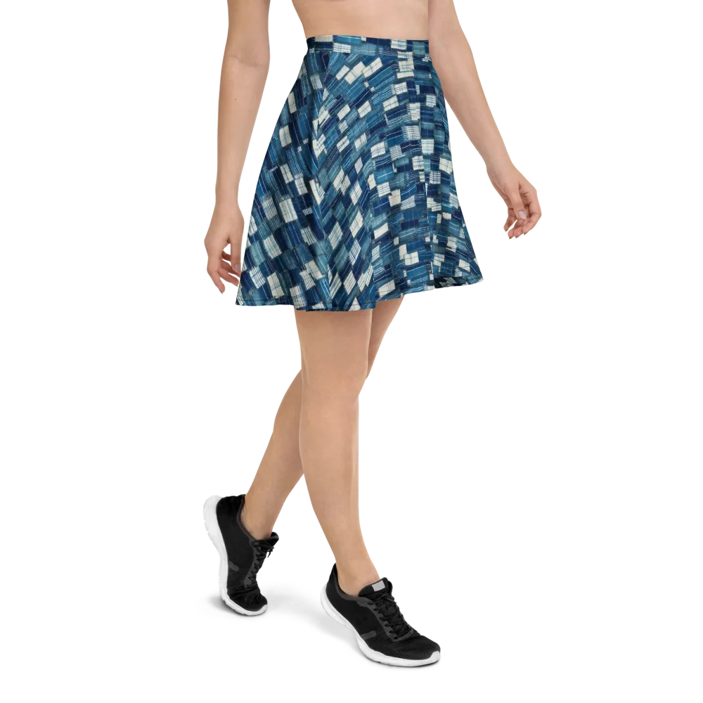 Indigo Patchwork on Skater Skirt — Right