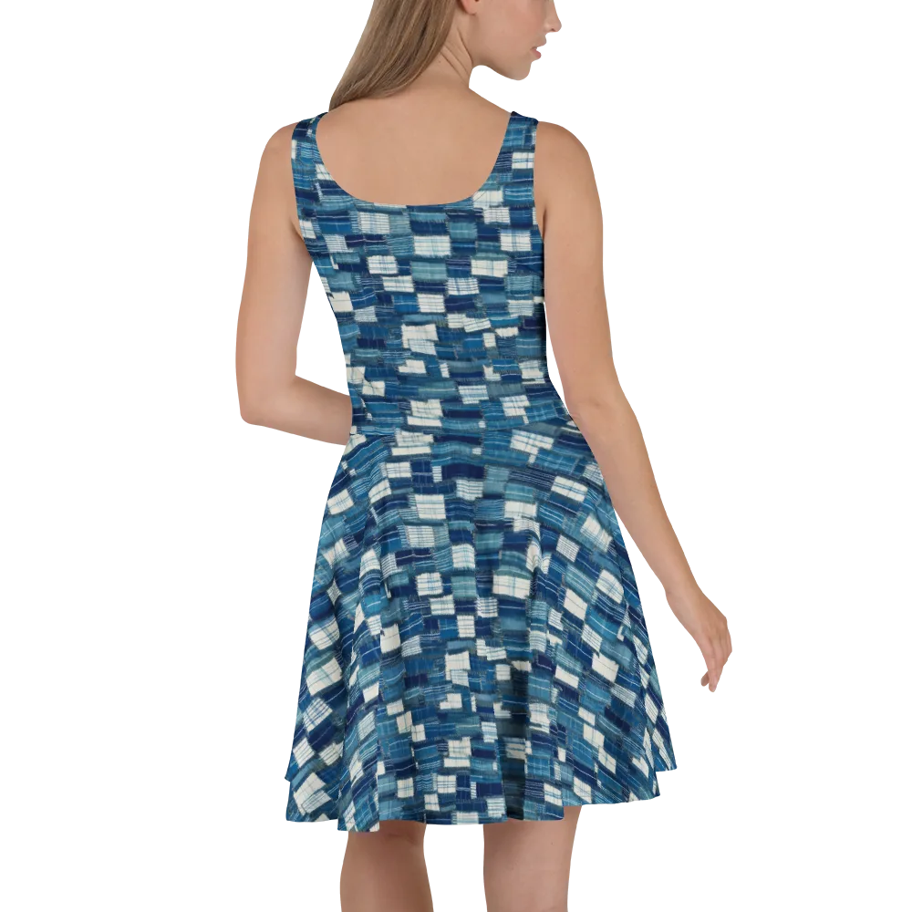Indigo Patchwork on Skater Dress — Back
