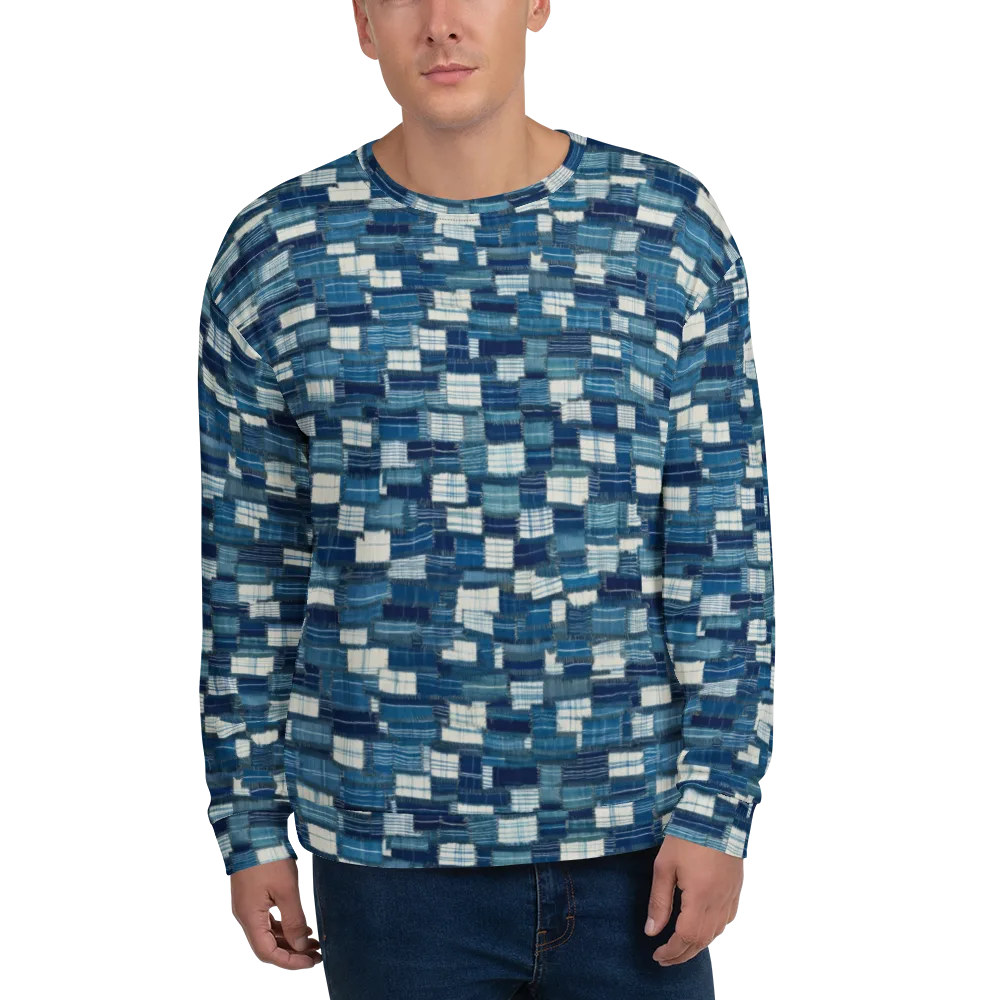 Indigo Patchwork on Sweatshirt — Front