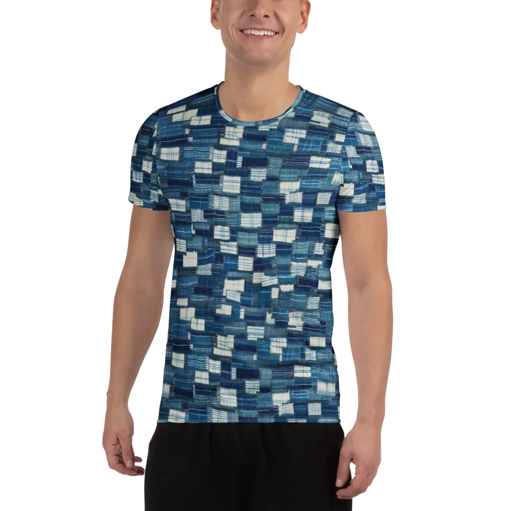 Indigo Patchwork on Men's Athletic T-Shirt — Front