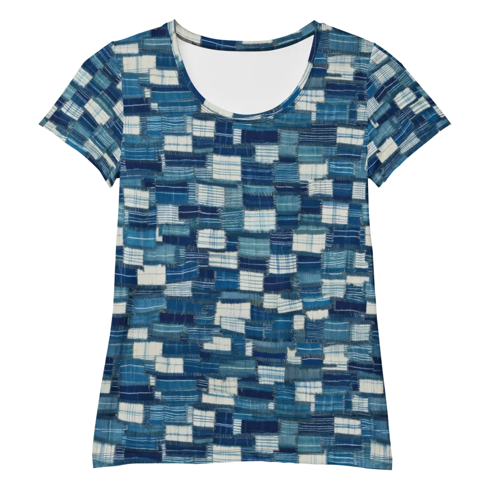 Indigo Patchwork on Women's Athletic T-Shirt — Front