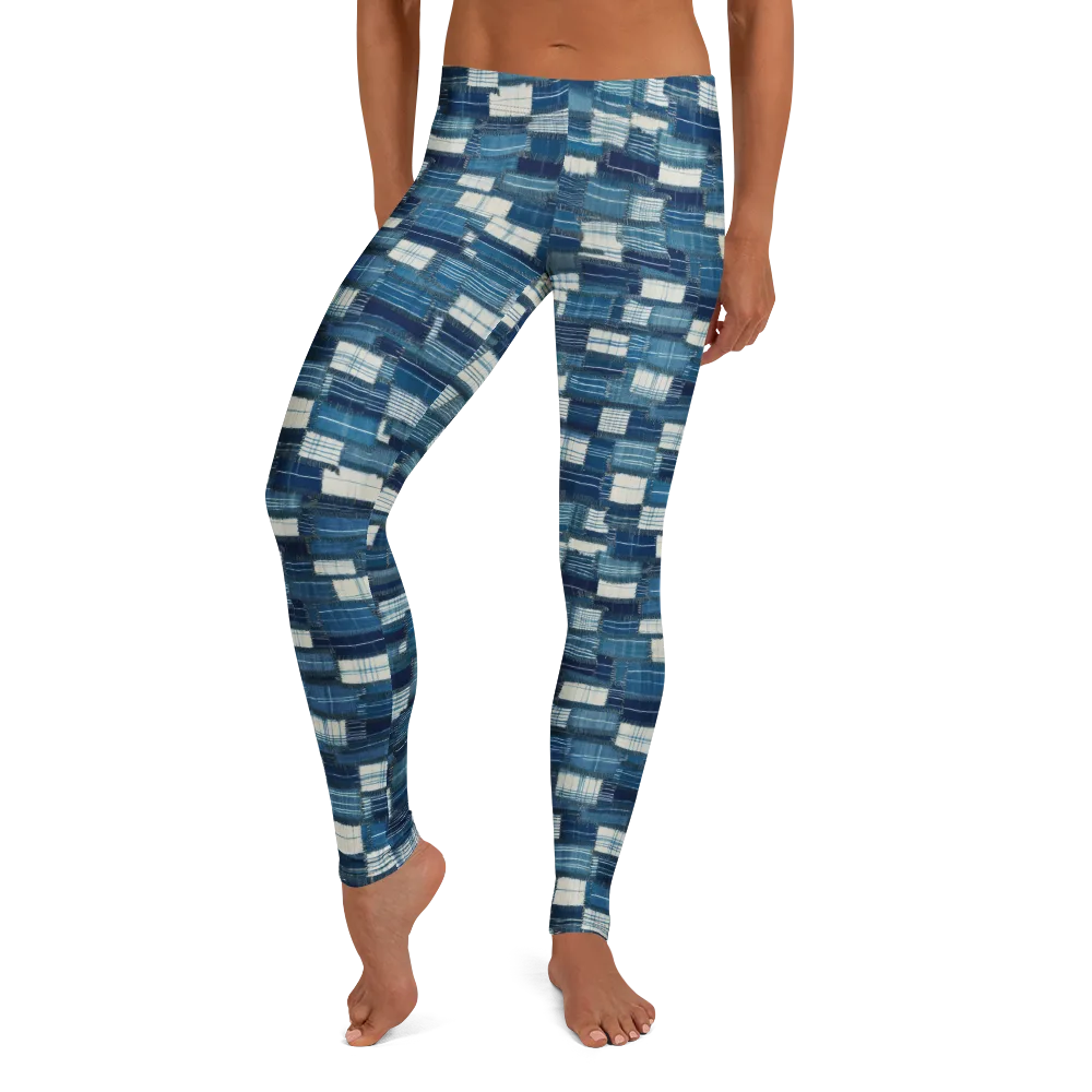 Indigo Patchwork on Leggings — Front